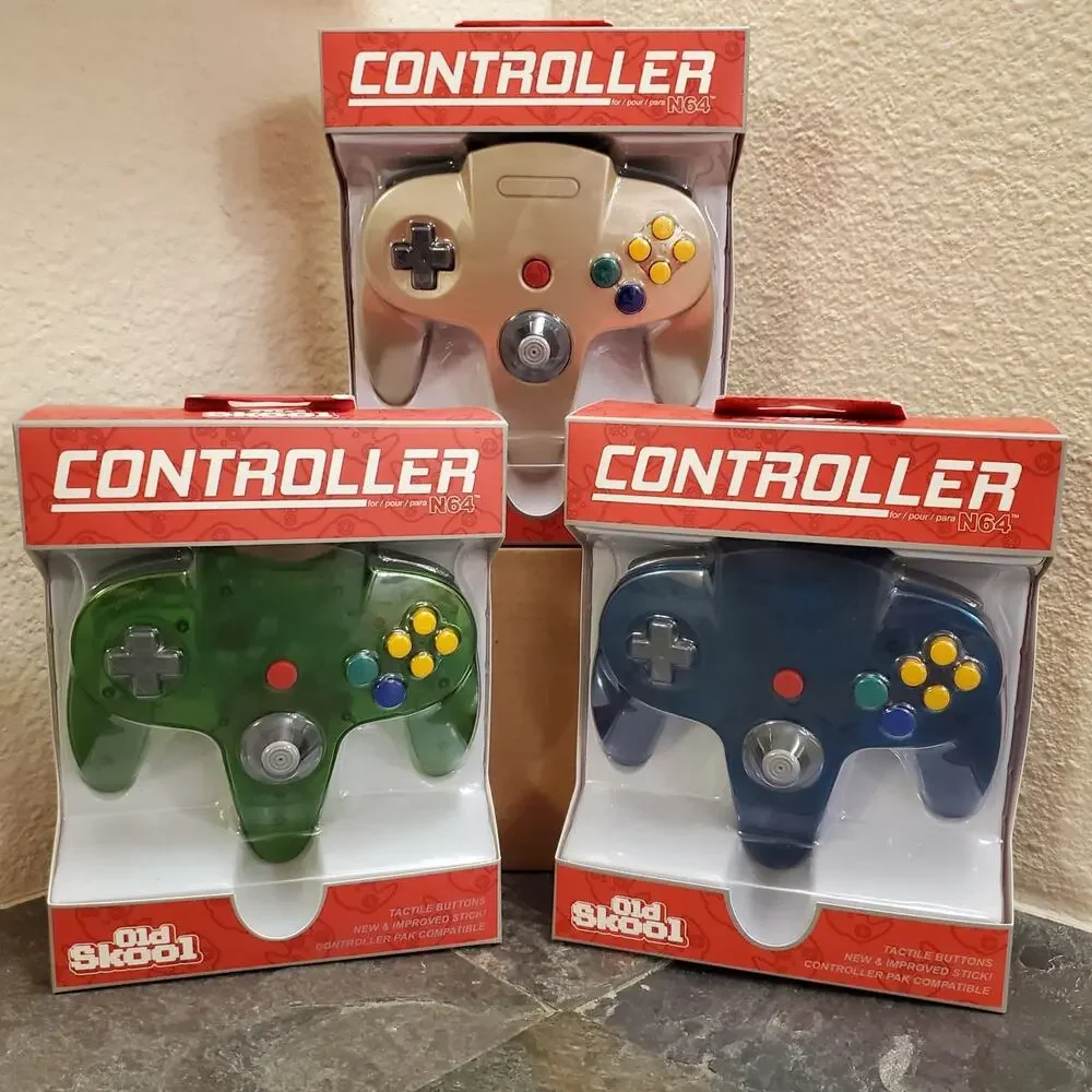 3 N64 Controllers - 3 Colors Bundle (NEW) Jungle Green / Ice Blue / Gold